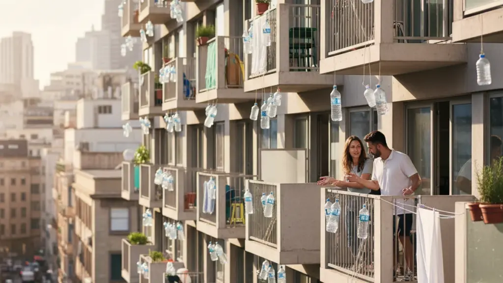 Por qué cuelgan botellas de plástico en los balcones